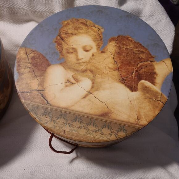 2005 Tina Higgins Round Nesting Box Angel Hat Boxes Celestial Whimsigoth 2 Pcs main image 6